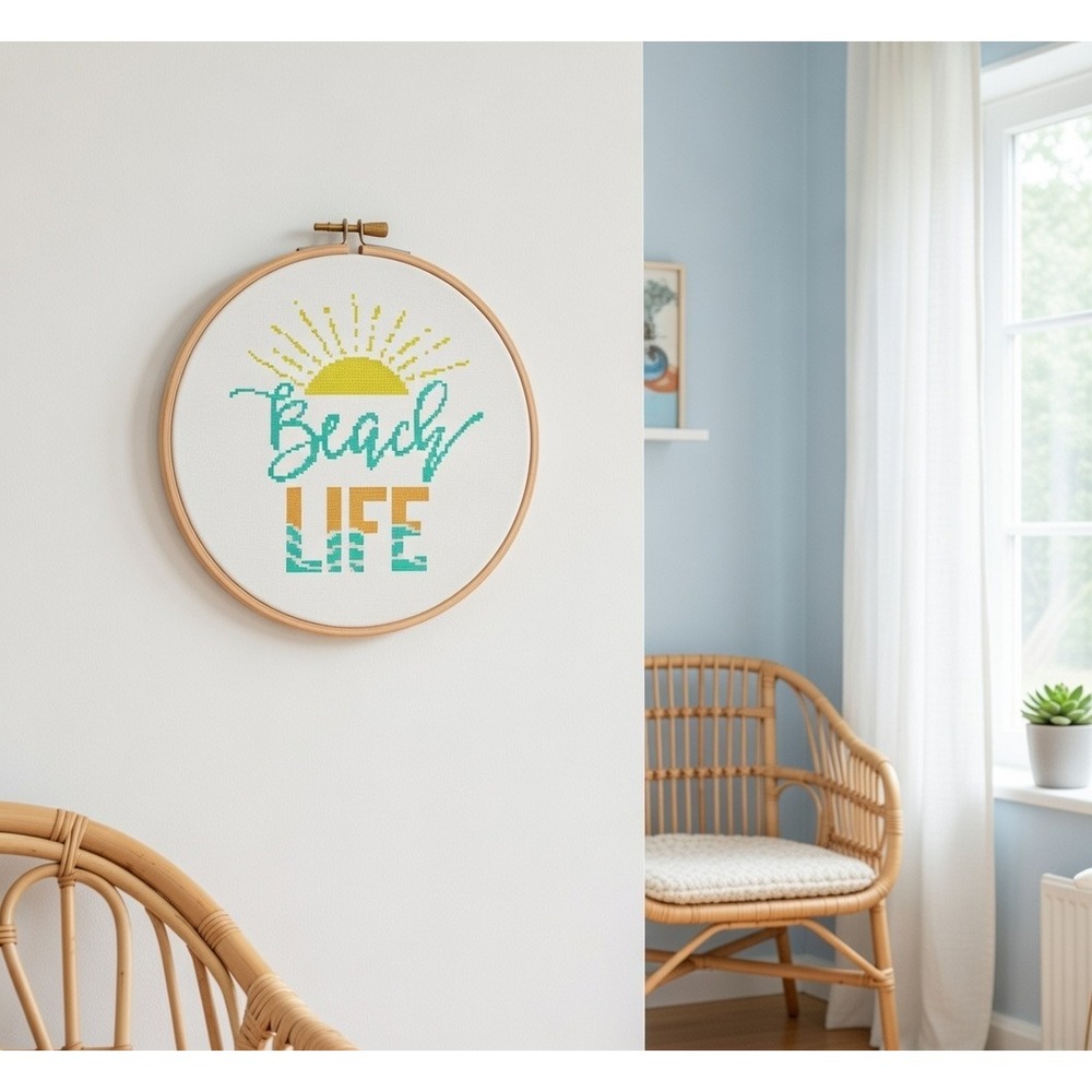 Beachy Beach Life Quote Counted Cross Stitch Kit - Picture 2 of 6